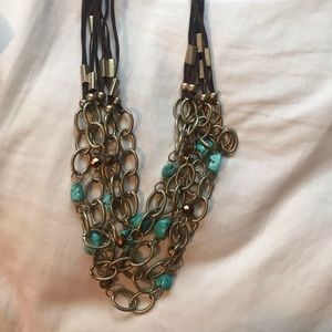 Brown/Gold/Turquoise Necklace